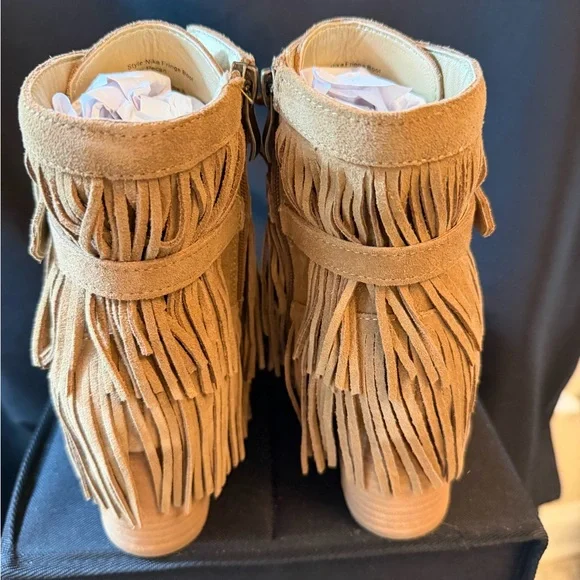 Joyfolie Camel Fringe Heeled Boots - Picture 5 of 6